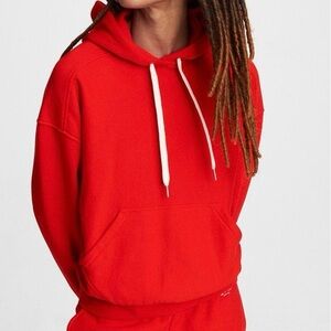 RAG & BONE Battle Red City Terry Organic Cotton Hoodie Sweatshirt Size S